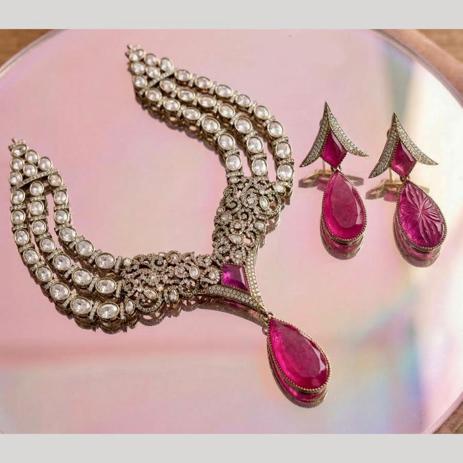Kundan Choker Necklace in Gold Plated with Polki Diamonds | Bridal Jewellery India