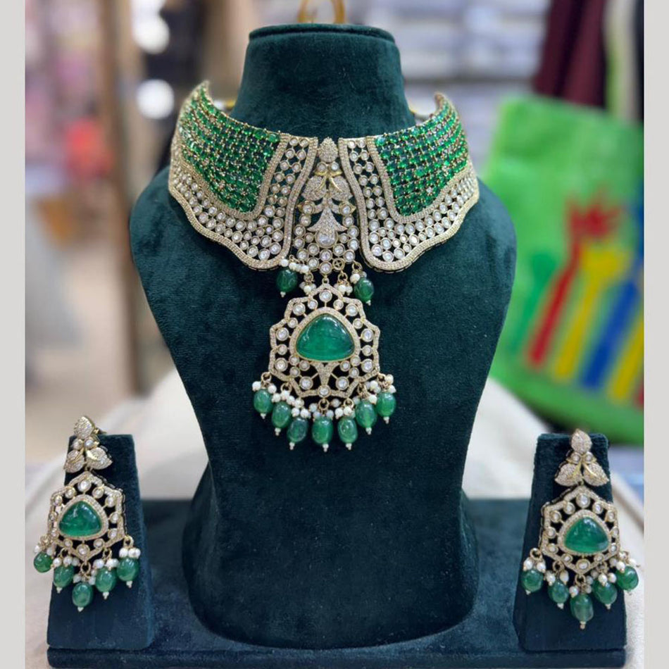 Pota Stone Pearl Necklace in Sterling Silver | Bridal Jewellery India