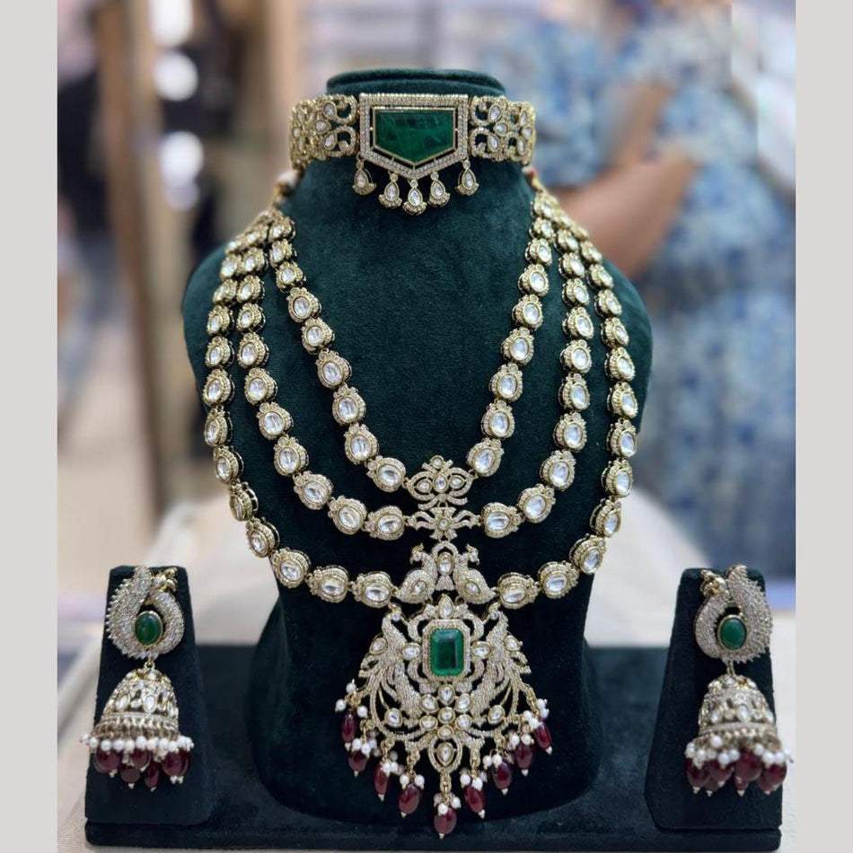 Kundan Necklace in White Gold Plated with Polki Stones | Bridal Jewellery India