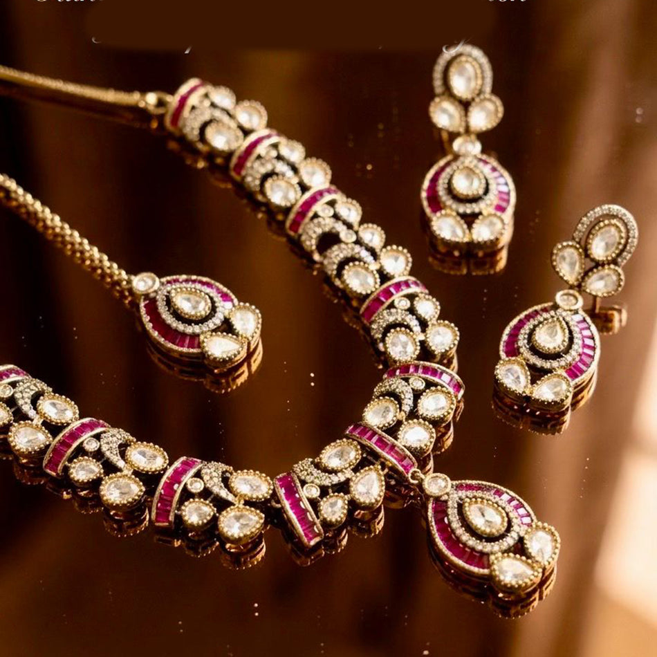 Kundan Necklace in Sterling Silver | Bridal Jewellery India