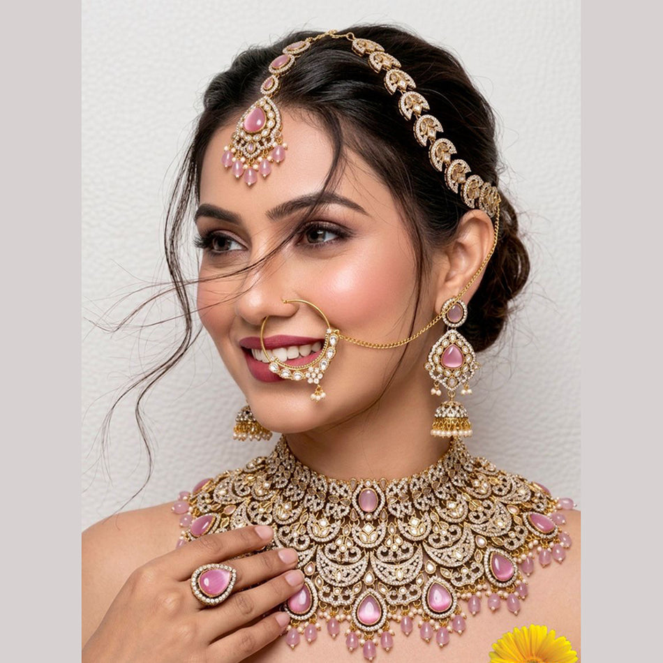Kundan Choker Necklace in Gold Plated for Bridal Wear | Bridal Jewellery India