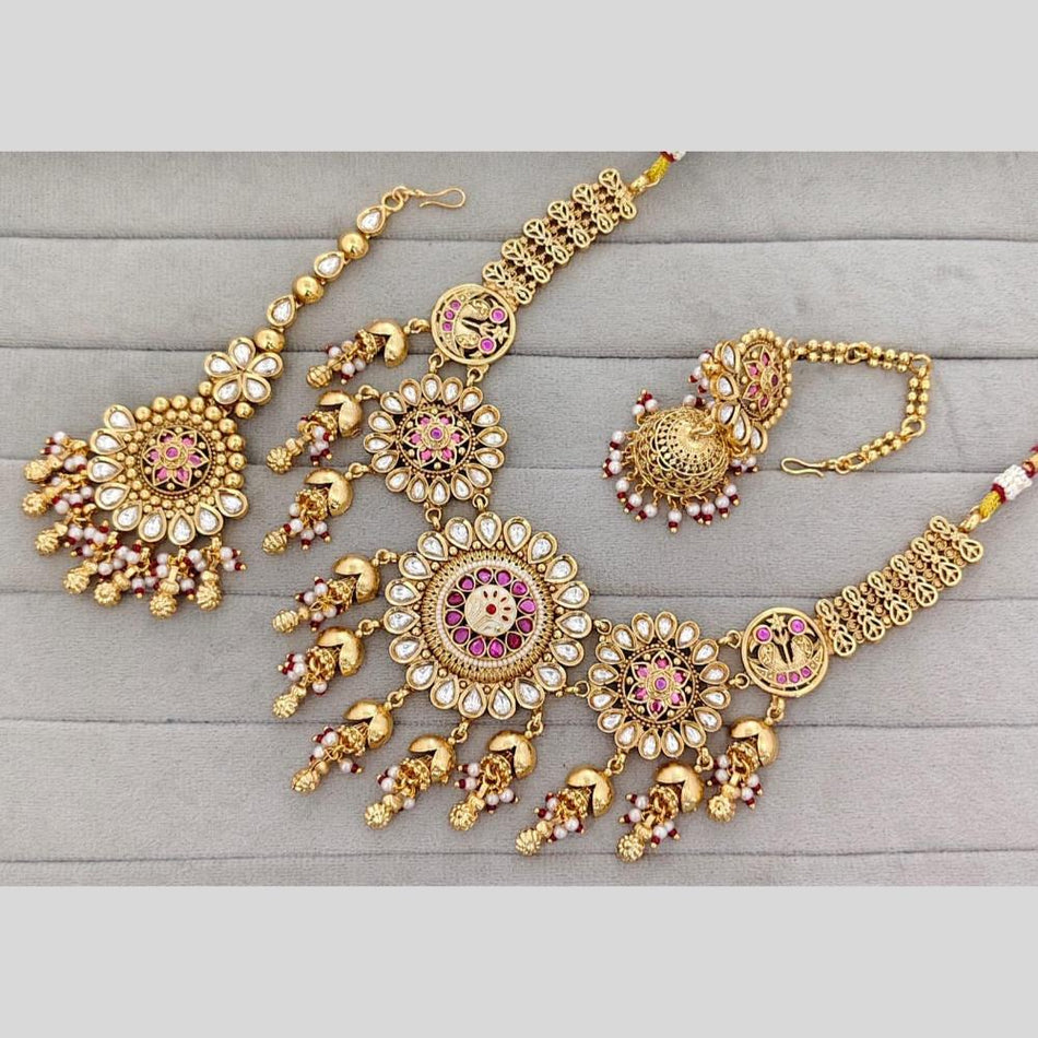 Pota Stone   Pearl Choker in Gold Tone | Bridal Jewellery India