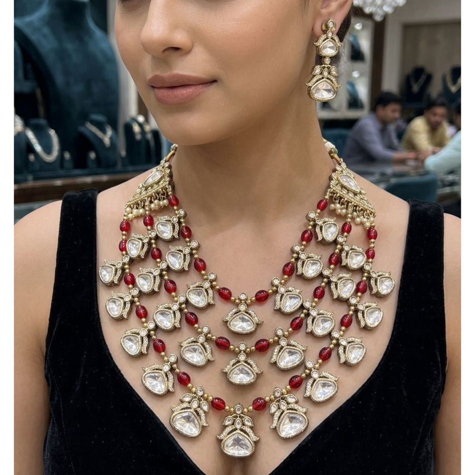 Kundan Necklace in Rose Gold Plated | Bridal Jewellery India