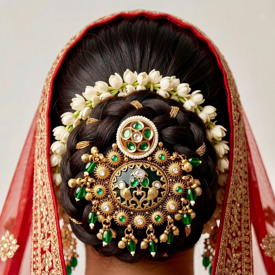 Classic Pota Pearl Hairpiece in Gold Tone | Bridal Jewellery India
