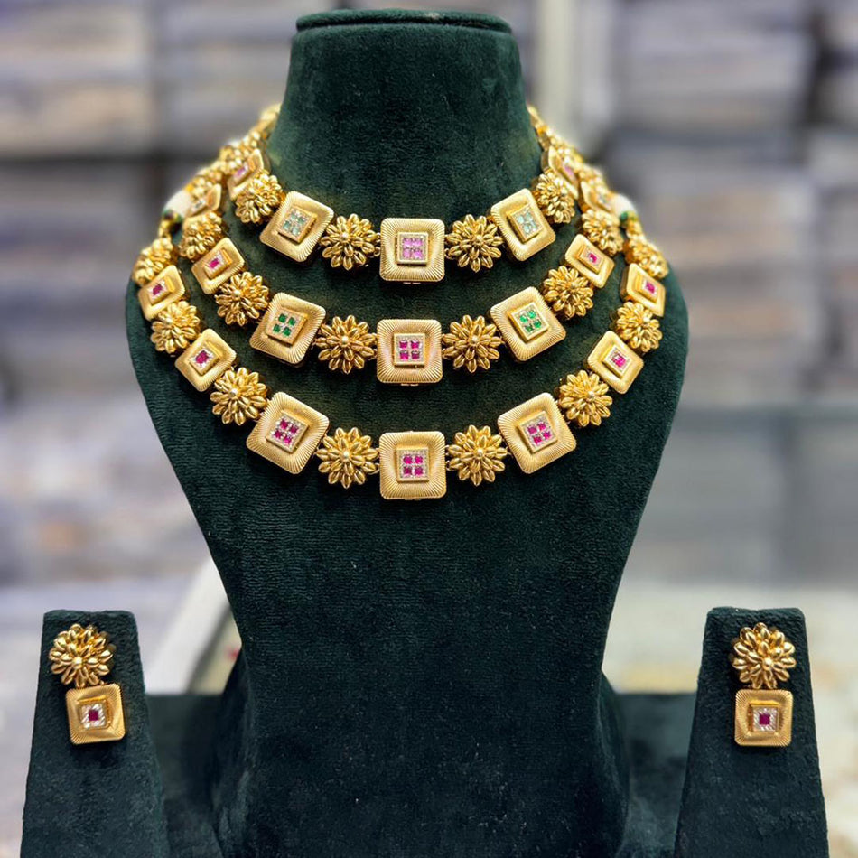 Pota Stone Necklace in Gold Tone | Bridal Jewellery India