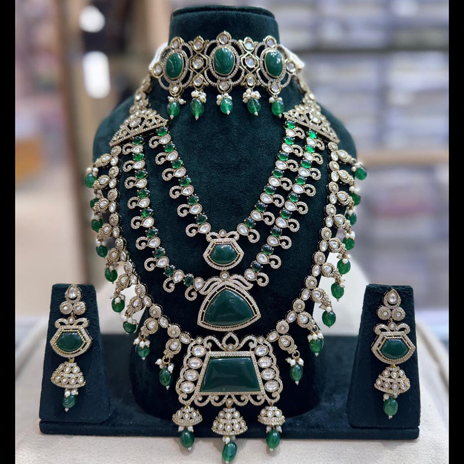 Pota Stone with Pearl Necklace in Sterling Silver | Bridal Jewellery India