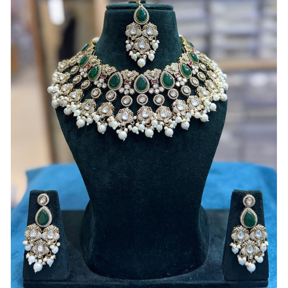Kundan Choker Necklace in White Gold Plated | Bridal Jewellery India