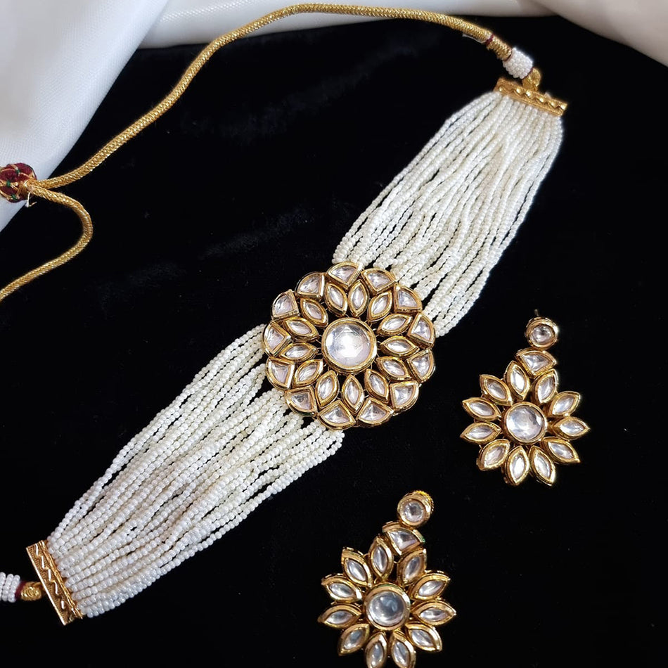 Kundan Choker Necklace in Gold Plated with Stones | Bridal Jewellery India