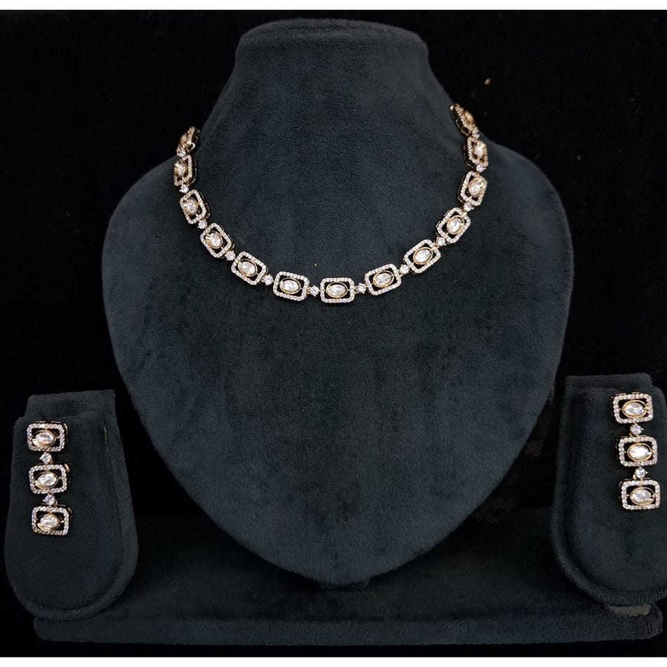 Crystal Stone Choker Necklace in Gold Tone | Bridal Jewellery India