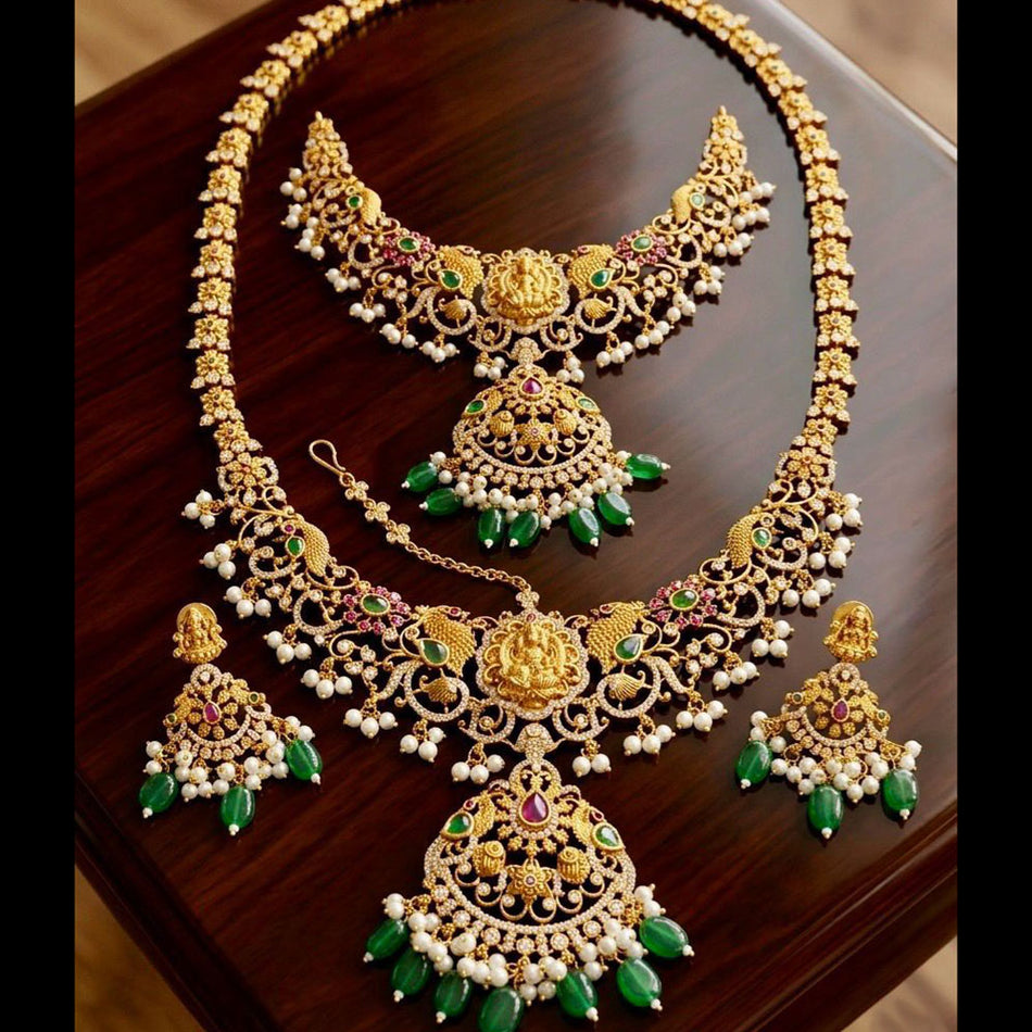 Ethnic Style Pearl Bead Necklace in Gold Tone | Bridal Jewellery India