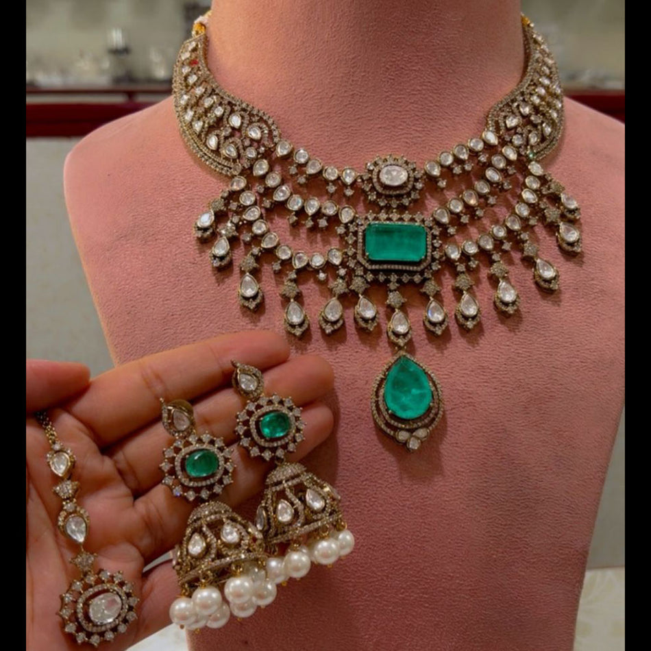 Crystal Stone Choker in Austrian Silver | Bridal Jewellery India