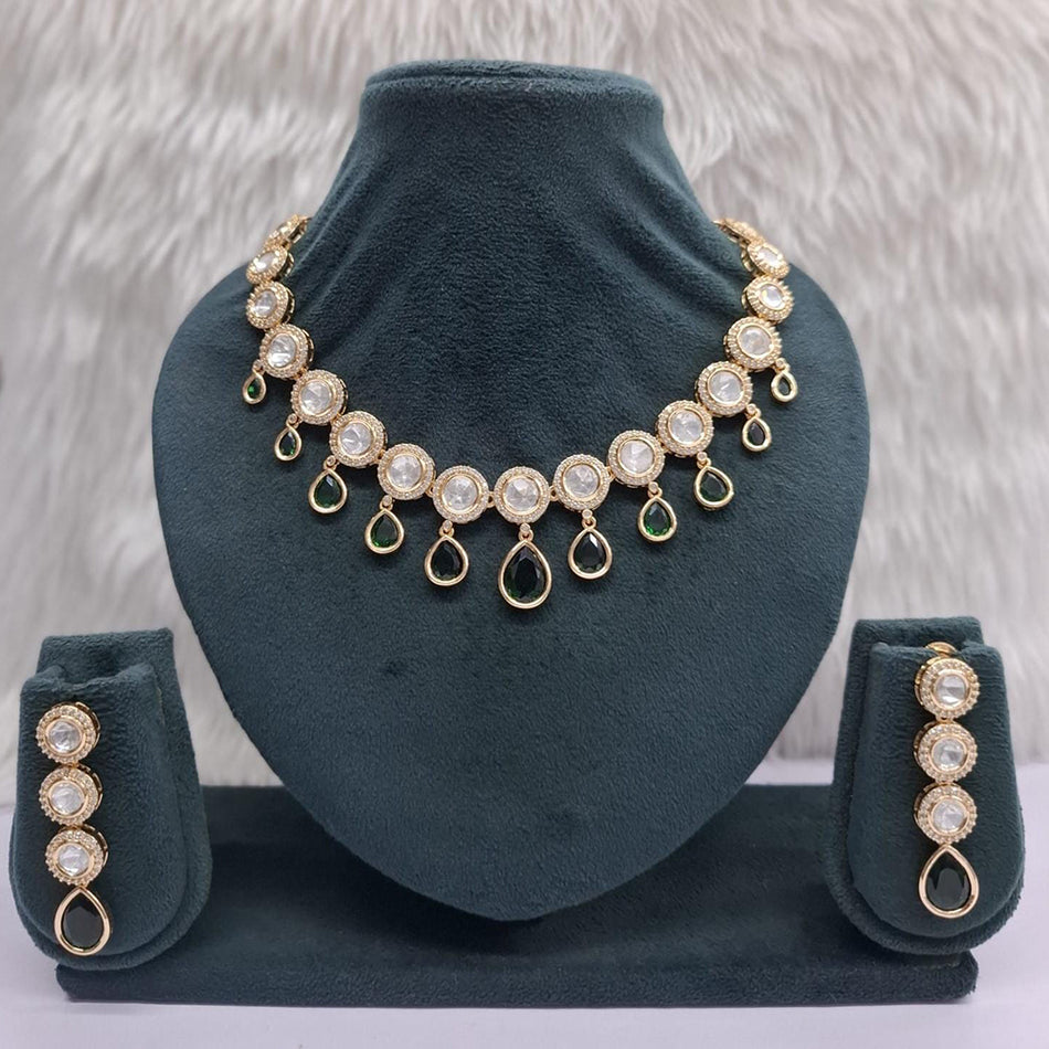 Crystal Stone Choker in Gold Plated Alloy | Bridal Jewellery India