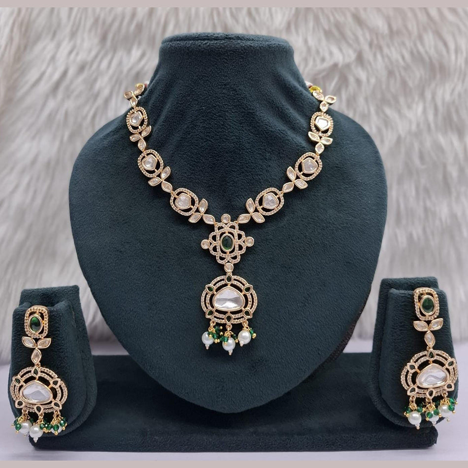 Kundan Necklace in Gold Plated with Polki Stones | Bridal Jewellery India