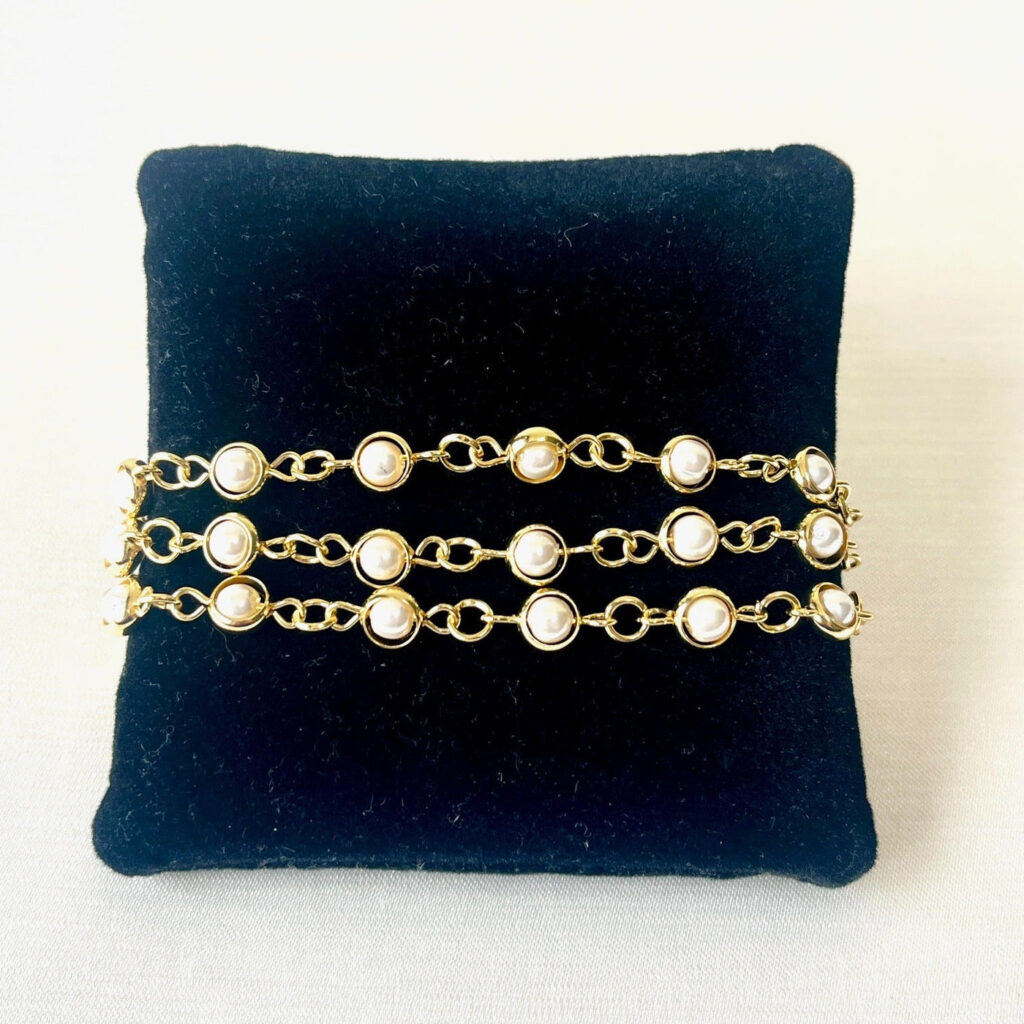 Gold Plated Pearl Link Bracelet | Bridal Jewellery India