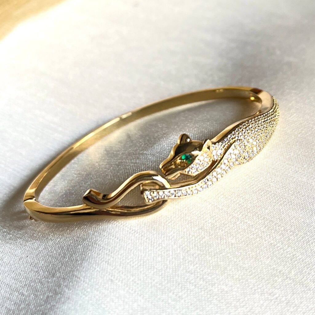 Gorgeous Gold Plated Panthar Bracelet with CZs | Bridal Jewellery India