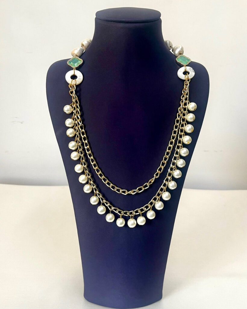 Layered Chain Necklace in Sterling Silver | Bridal Jewellery India