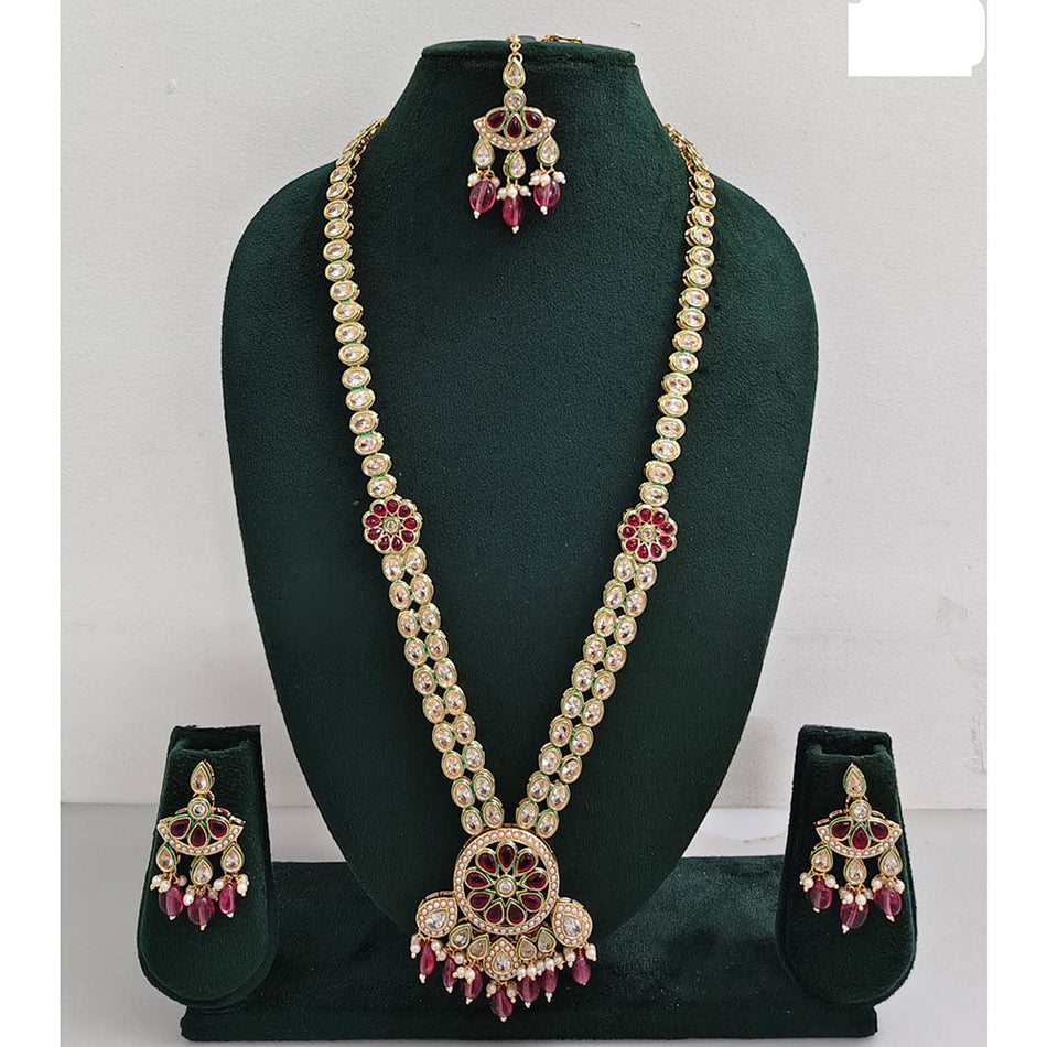 Regal Glow Crystal Pearls Necklace in Gold Tone | Bridal Jewellery India