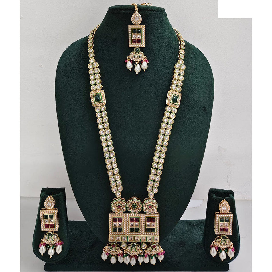 Regal Glow Crystal Pearls Necklace in Gold Plated | Bridal Jewellery India