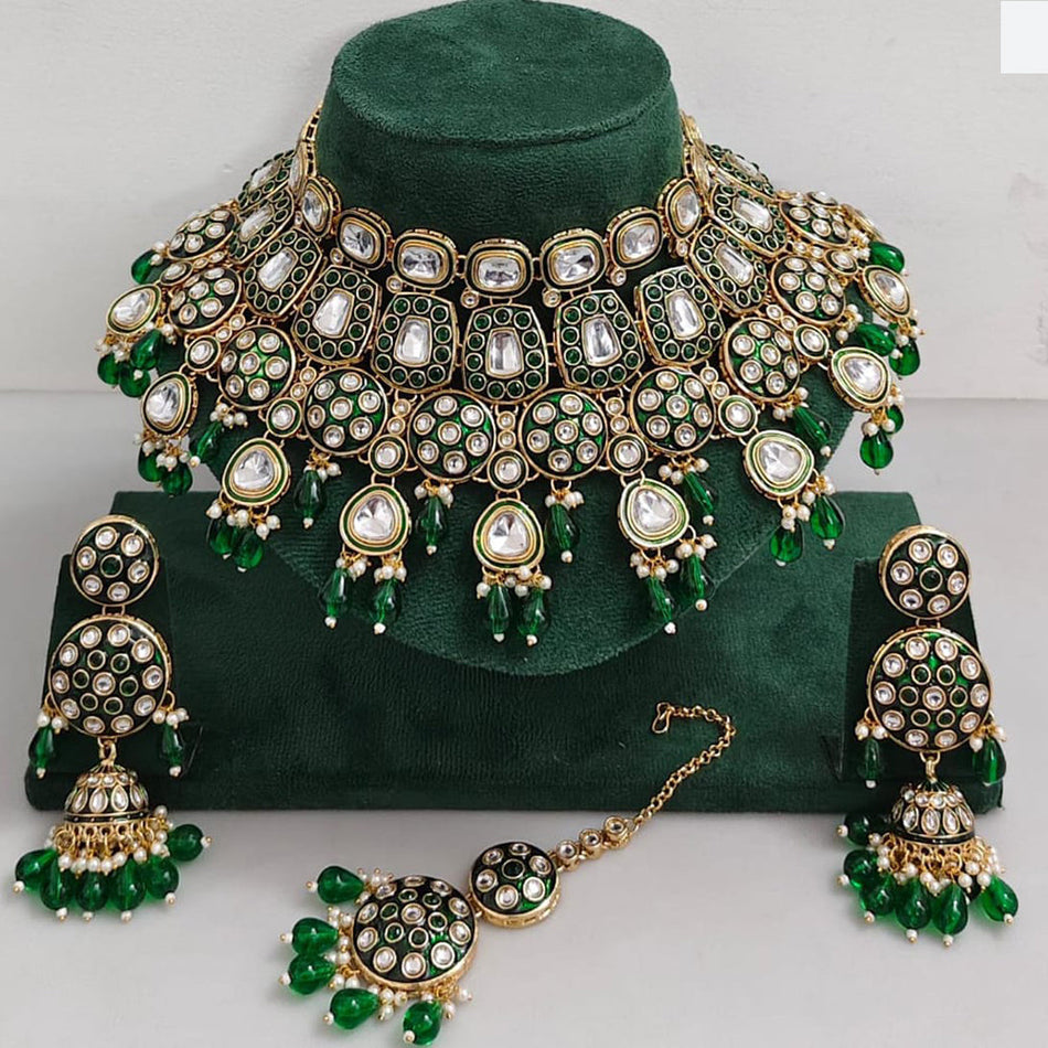 Kundan Necklace in Silver with Pearl   Beads | Bridal Jewellery India