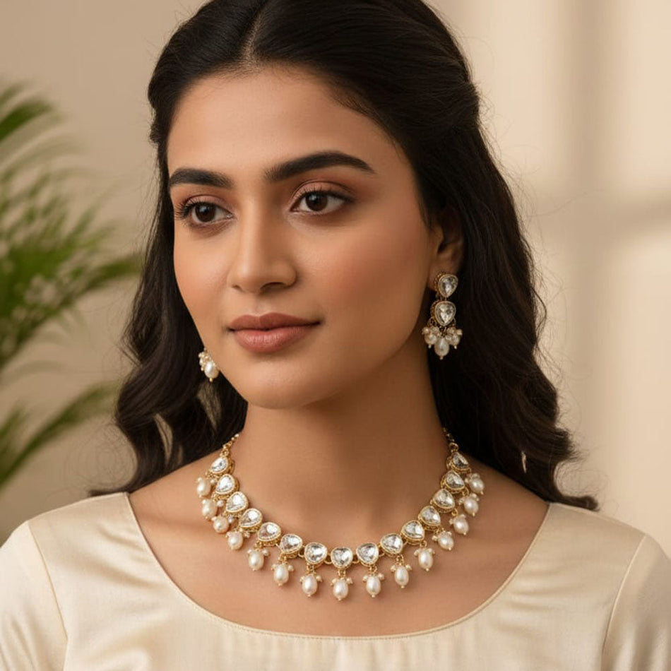 Kundan Choker Necklace in Gold Plated for Bridal | Bridal Jewellery India