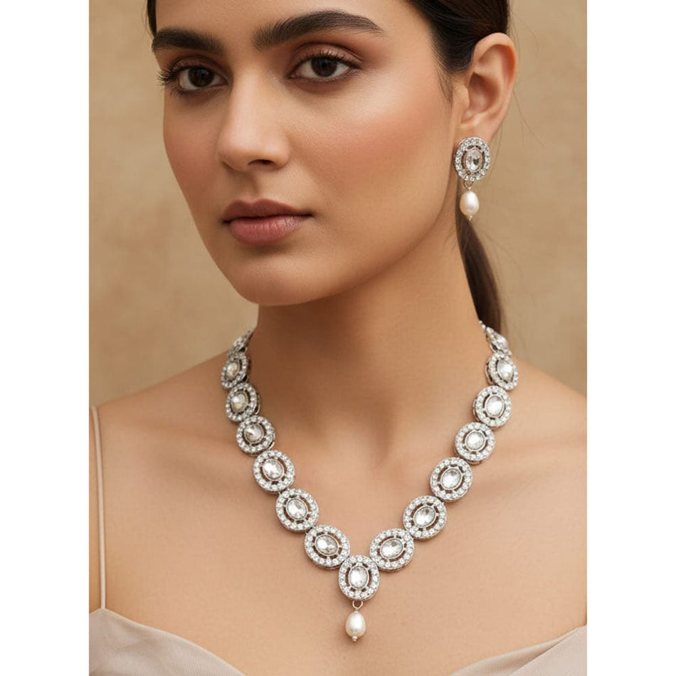 Kundan Necklace in Sterling Silver | Bridal Jewellery India