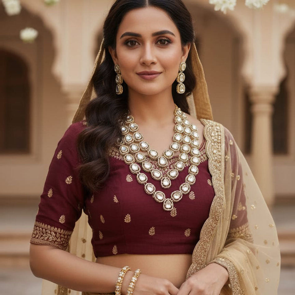 Kundan Necklace Set in Gold Tone | Bridal Jewellery India