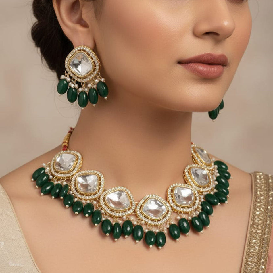 Kundan Choker Necklace in Gold Plated | Bridal Jewellery India