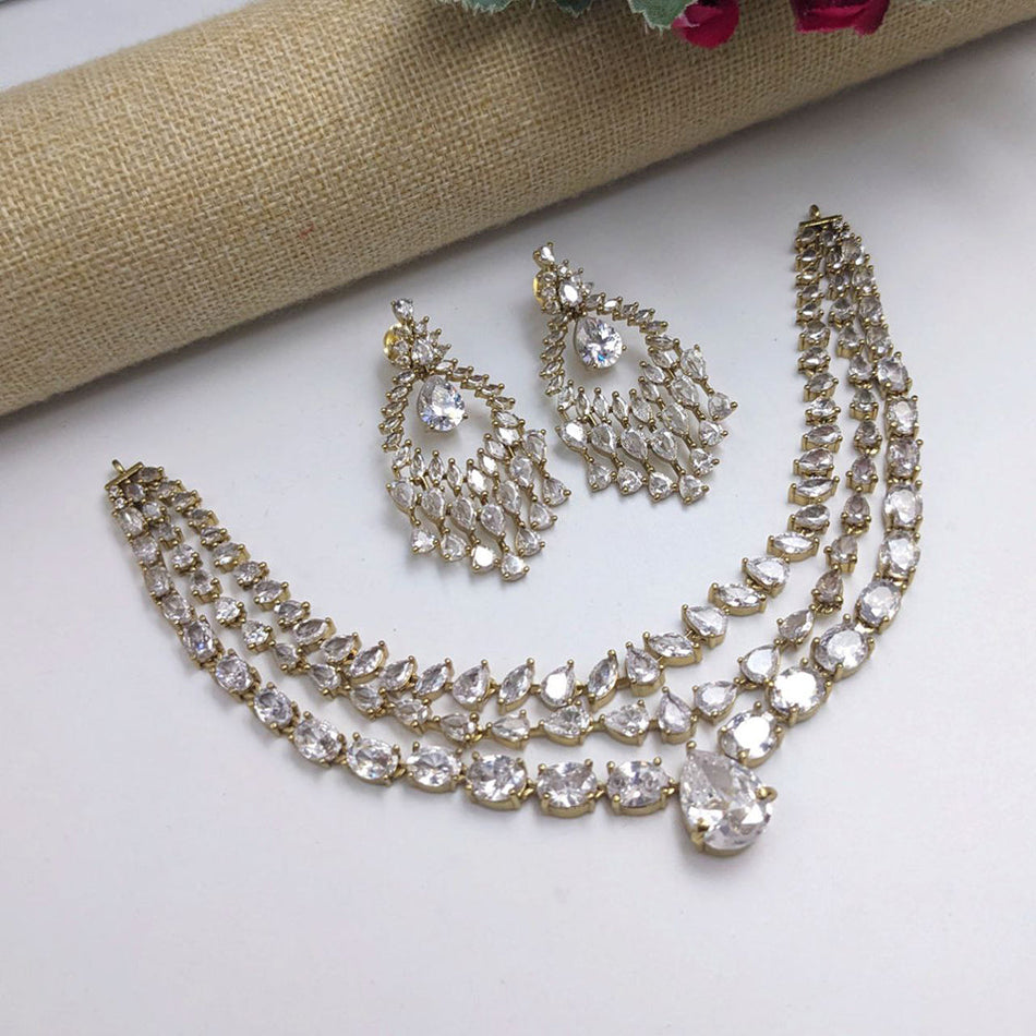 Glamorous 14K Gold Plated Necklace Set for Bridal Wear | Bridal Jewellery India