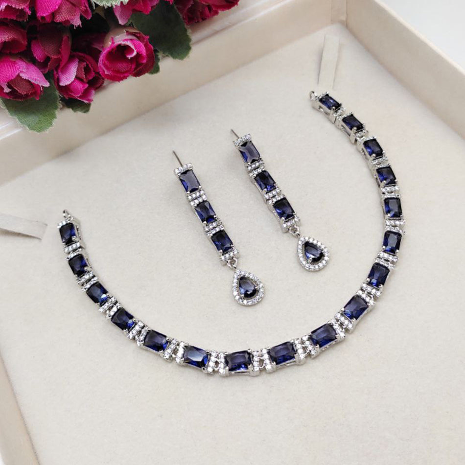 Crystal Rose Gold Plated Necklace Set | Bridal Jewellery India