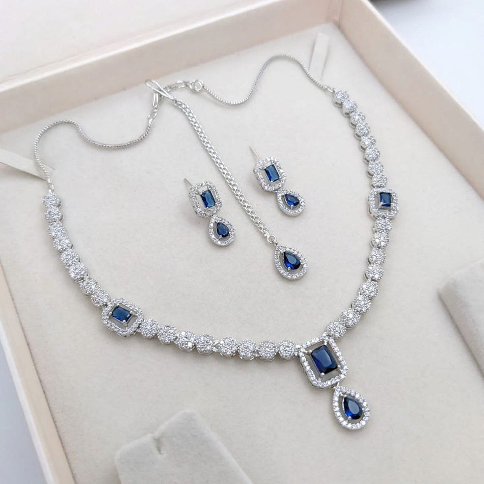 Crystal Shine Necklace in 14K Gold Plated | Bridal Jewellery India