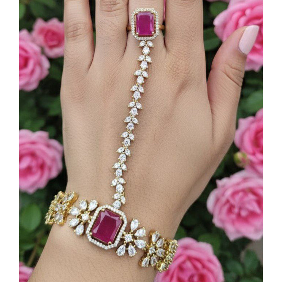 Rose Gold Plated Hand Chain Necklace | Bridal Jewellery India