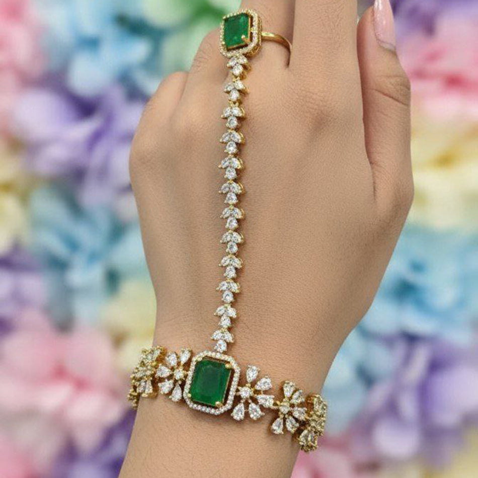 Rose Gold Plated Hand Chain Necklace | Bridal Jewellery India