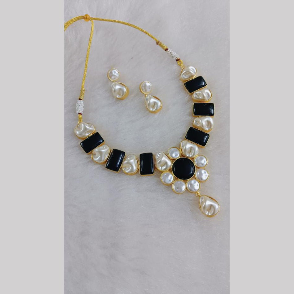 Matte Finish Gold Plated Pota Stone Necklace for Occasion | Bridal Jewellery India