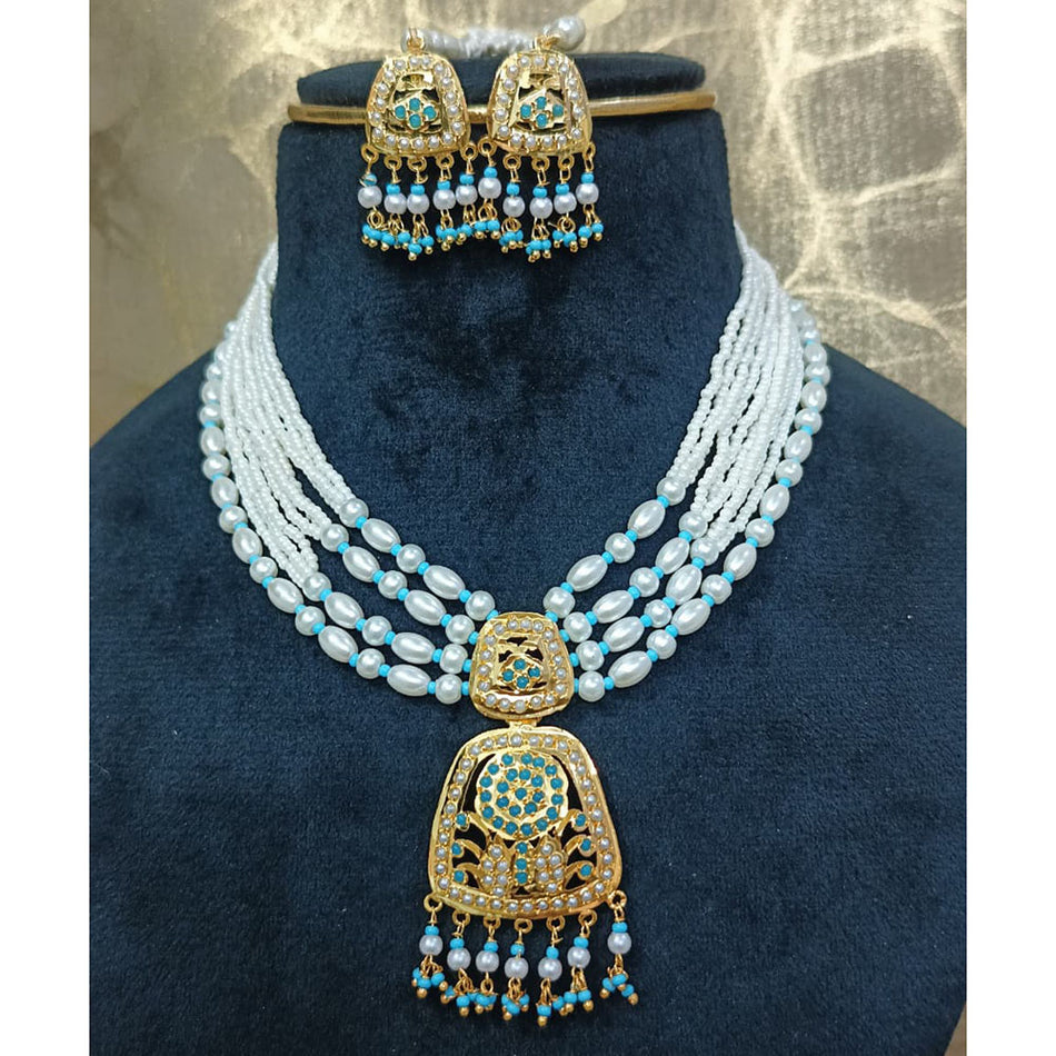 Royal Austrian Pearl Necklace in Gold Tone | Bridal Jewellery India
