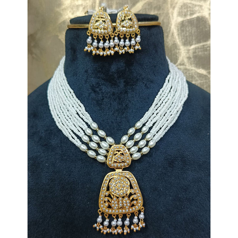 Royal Austrian Pearl Necklace in Gold Tone | Bridal Jewellery India