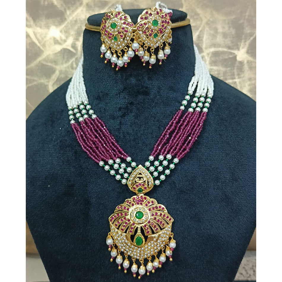 Royal Austrian Pearl Necklace in Gold Plated | Bridal Jewellery India