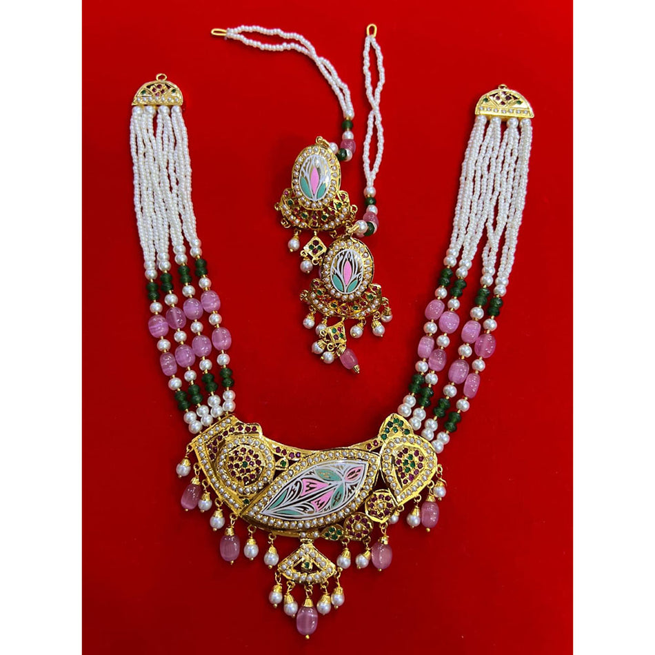 Meenakari Pearl Necklace in  Gold Plated | Bridal Jewellery India