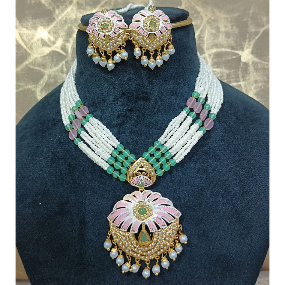 Meenakari Necklace in Sterling Silver | Bridal Jewellery India