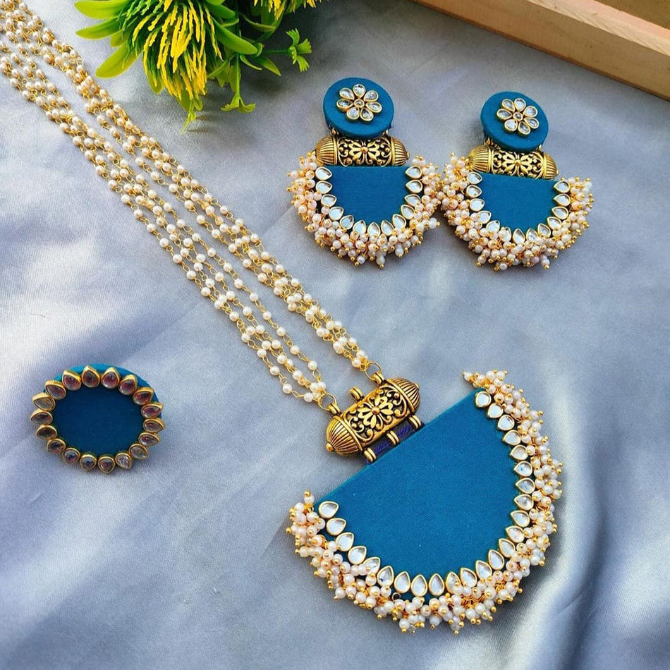 Pearl Necklace Set in Gold Plated | Bridal Jewellery India