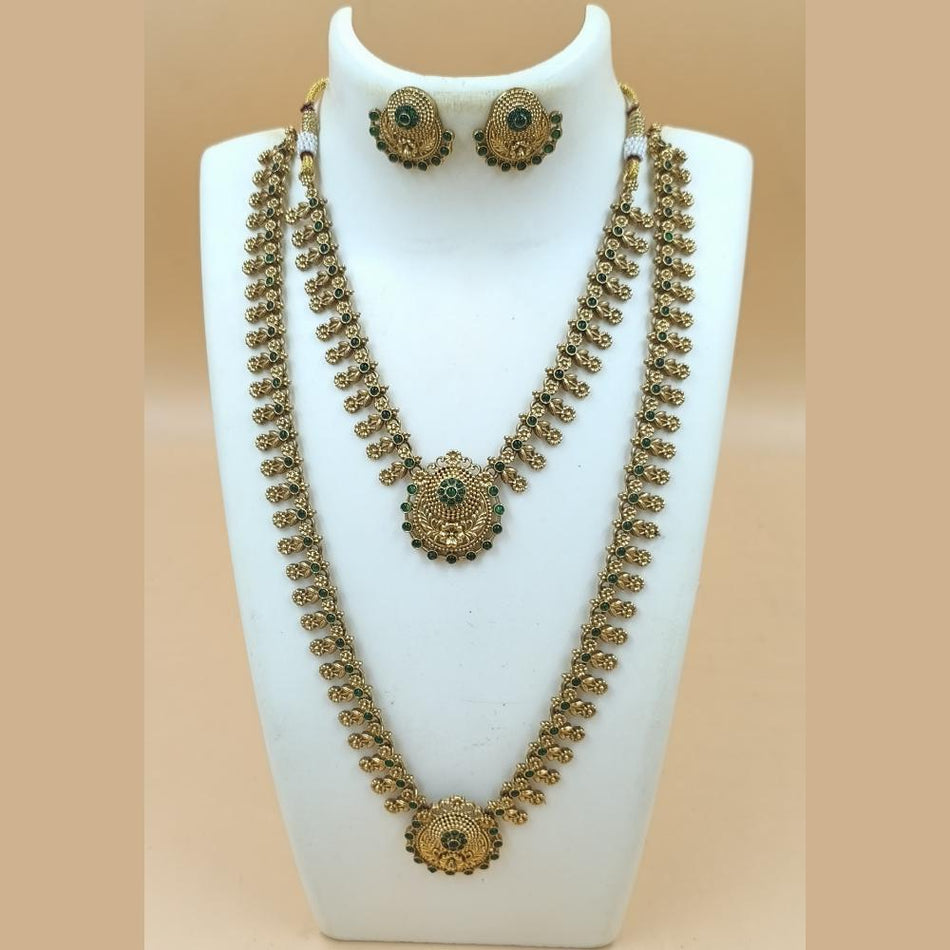 Matte Gold Plated Pota Necklace Set | Bridal Jewellery India