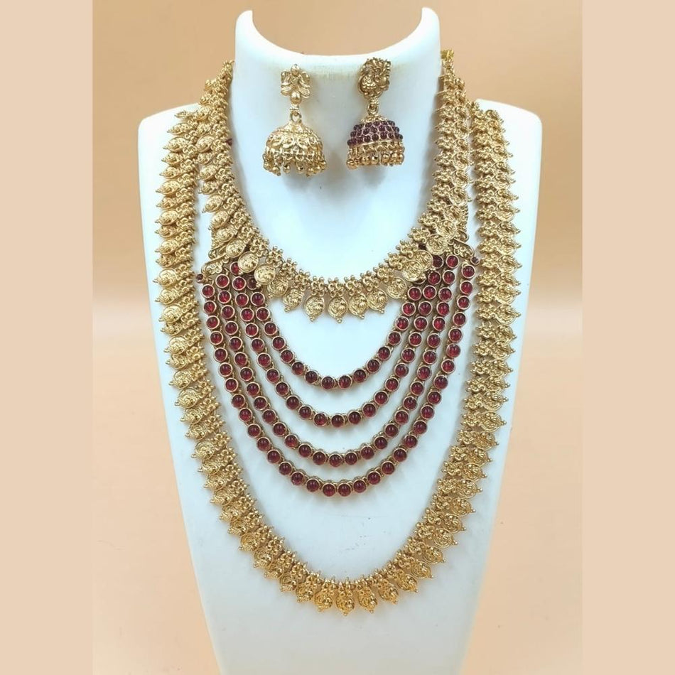 Matte Gold Plated Pota Necklace Set | Bridal Jewellery India