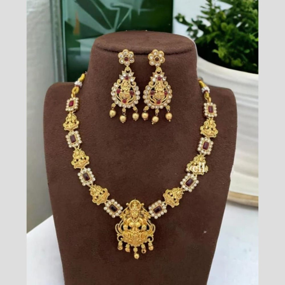 Ethnic Gold Plated Temple Necklace Set | Bridal Jewellery India