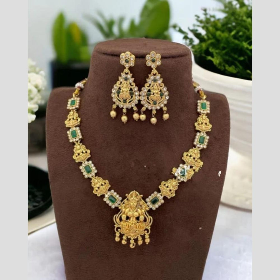 Ethnic Gold Plated Temple Necklace Set | Bridal Jewellery India