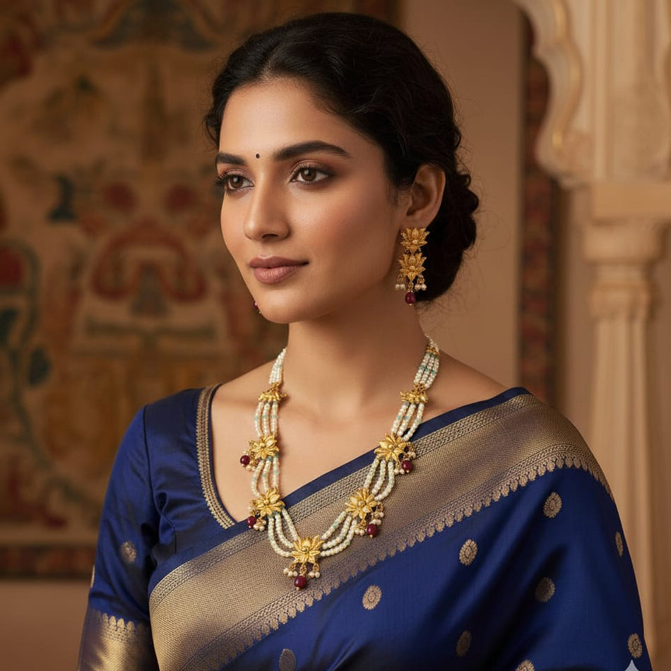 Elegant Rose Gold Plated Necklace Set | Bridal Jewellery India