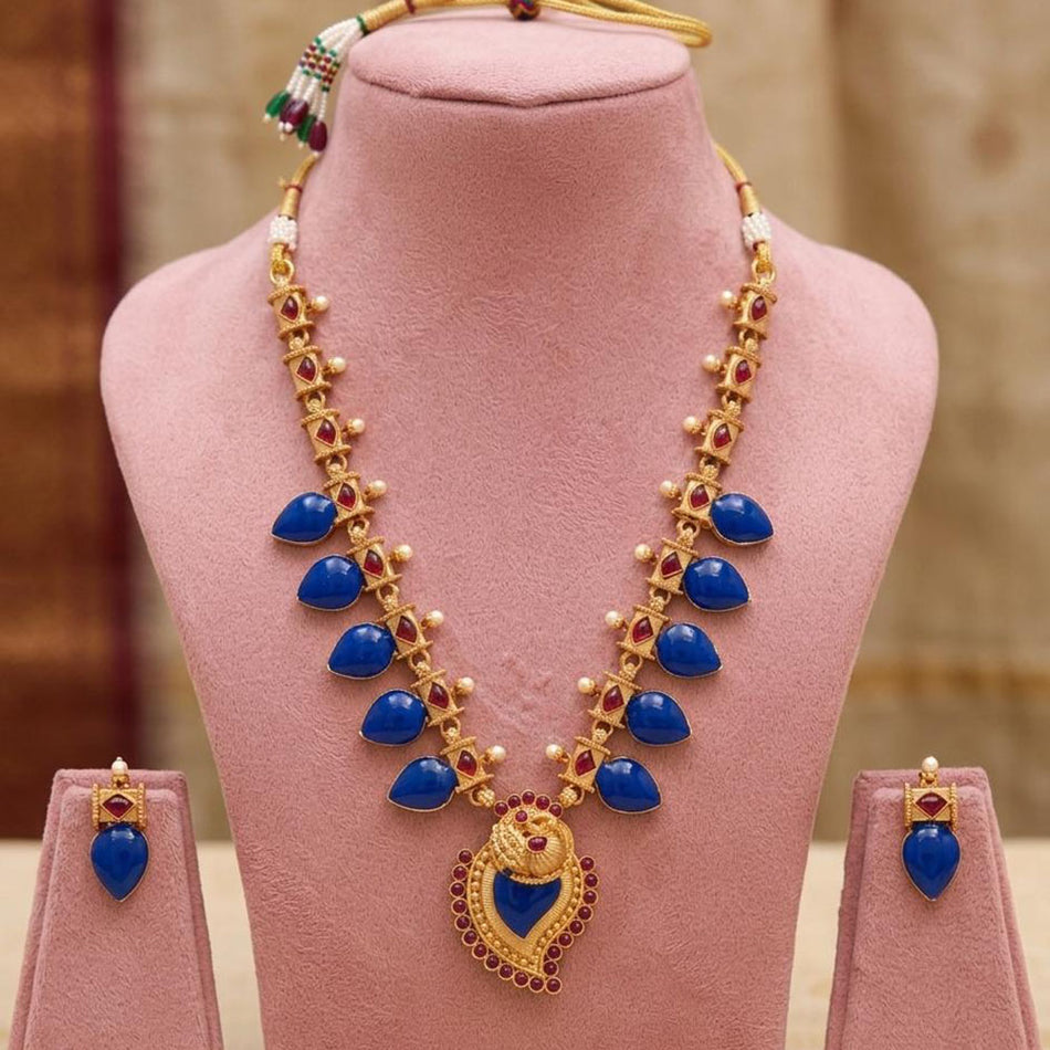Matte Pota Necklace in Gold Tone for Bridal Wear | Bridal Jewellery India