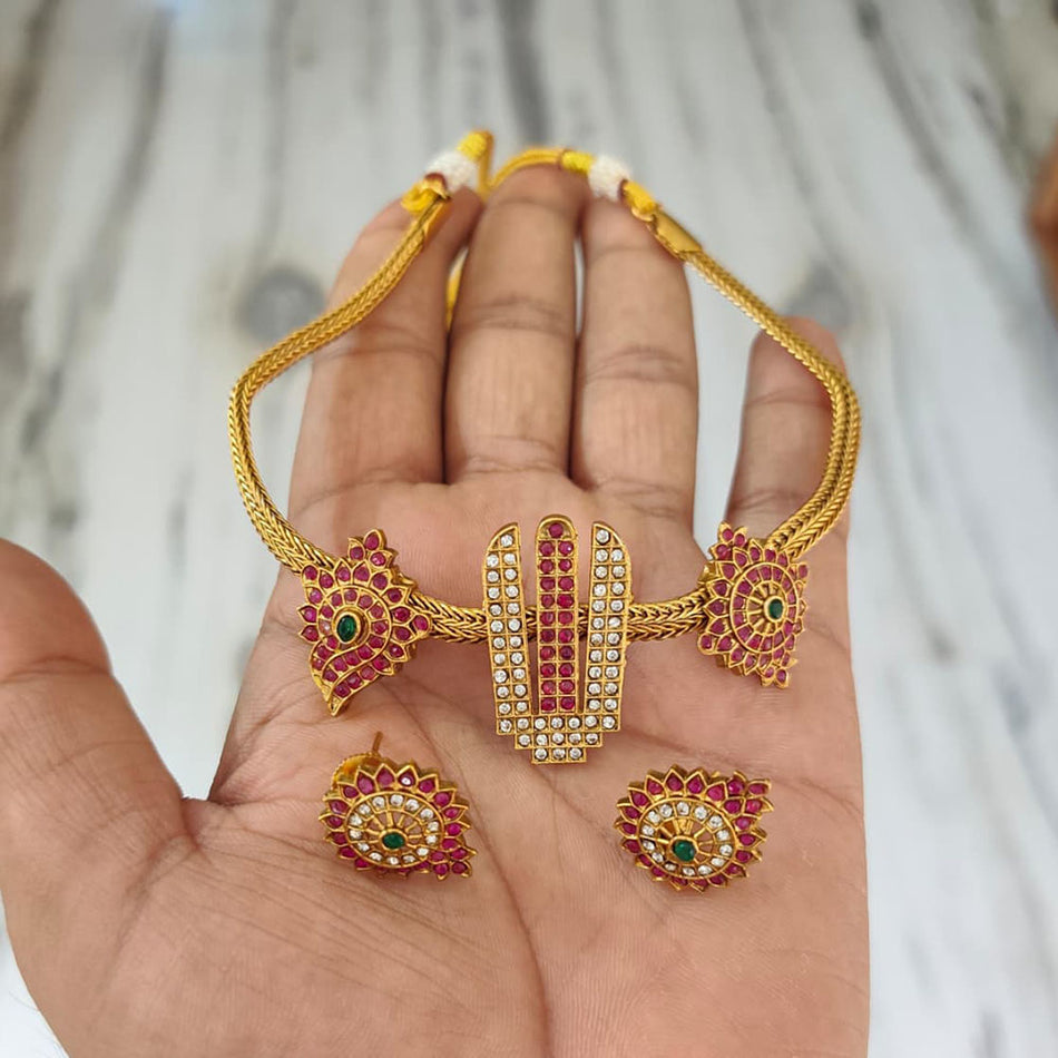 Matte Pota Stone Necklace in Silver | Bridal Jewellery India