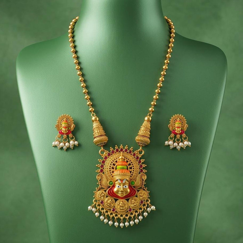 Matte Pota Stone in Oxidised Silver
Lord Ganesha Necklace | Bridal Jewellery India