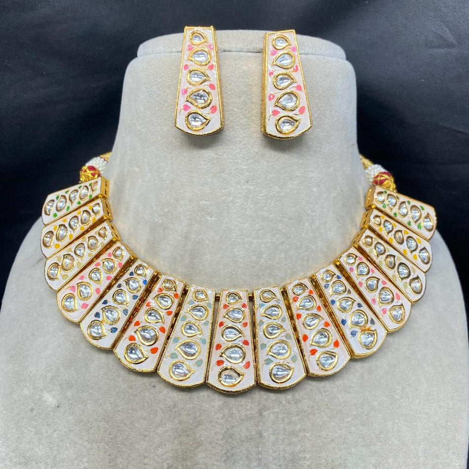 Meenakari Necklace in Gold Plated | Bridal Jewellery India