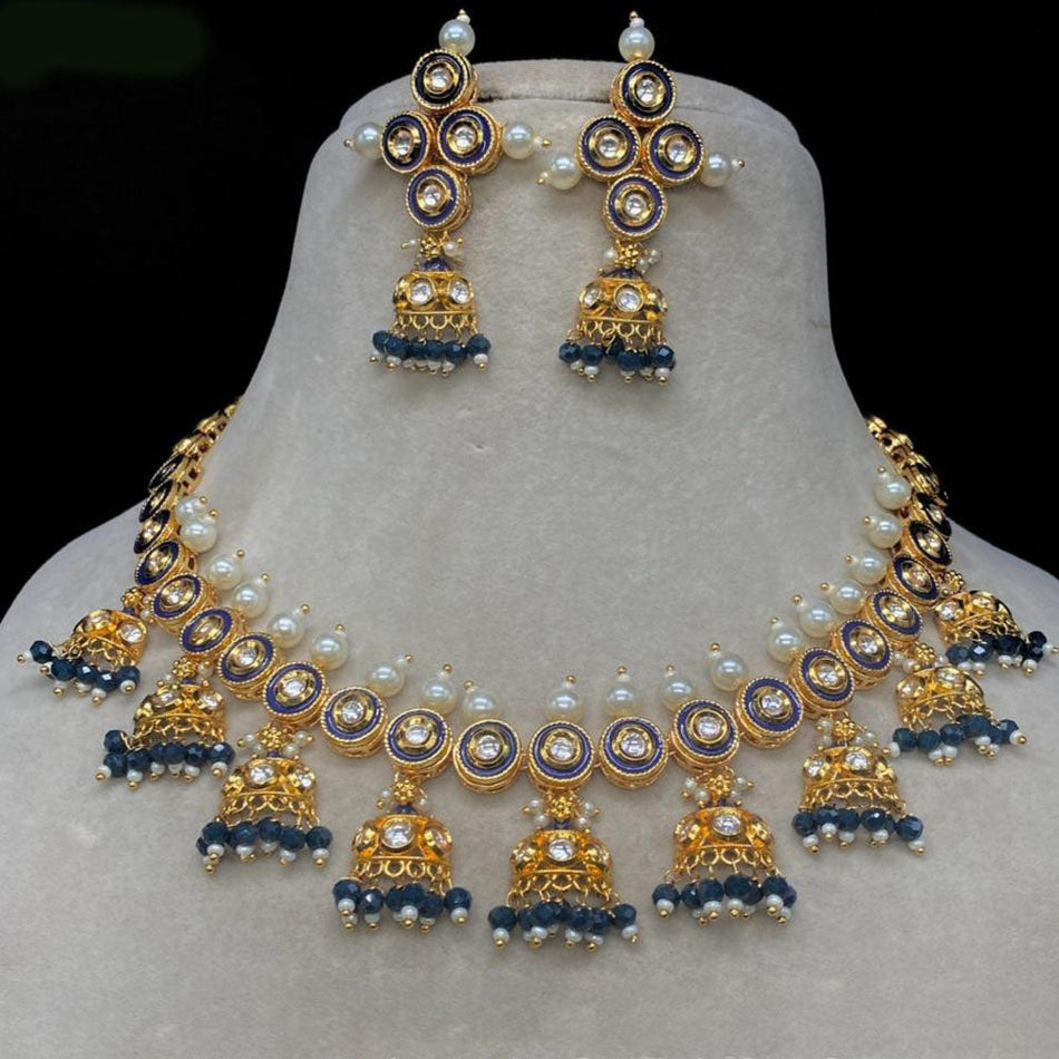 Rose Gold Plated Beaded Necklace Set | Bridal Jewellery India