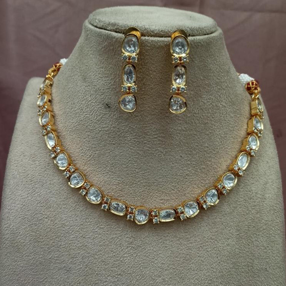 Kundan Necklace in Gold Plated with Austrian Stones | Bridal Jewellery India
